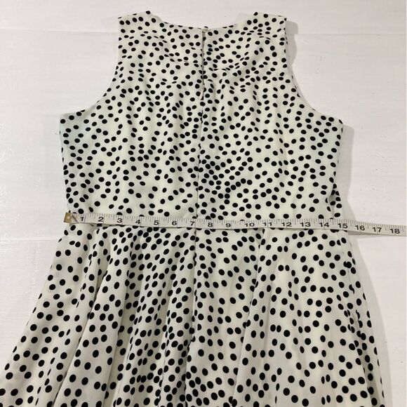41 Hawthorn Dress Women’s L White Black Polka Dot Fit & Flare Sleeveless Chic - Picture 9 of 10